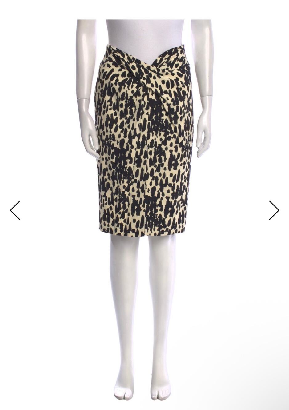 Cream and Black Pencil Skirt with Pleated Detail at Waist, sz2 by Michael Kors